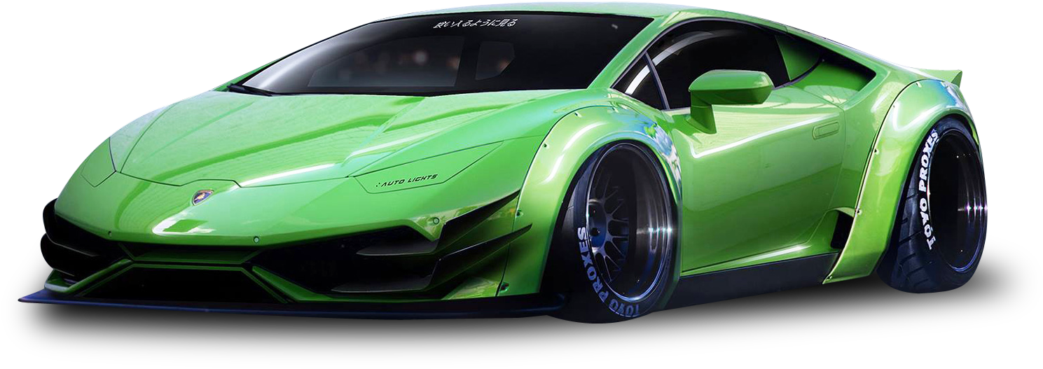 Green Lamborghini Huracan Side View