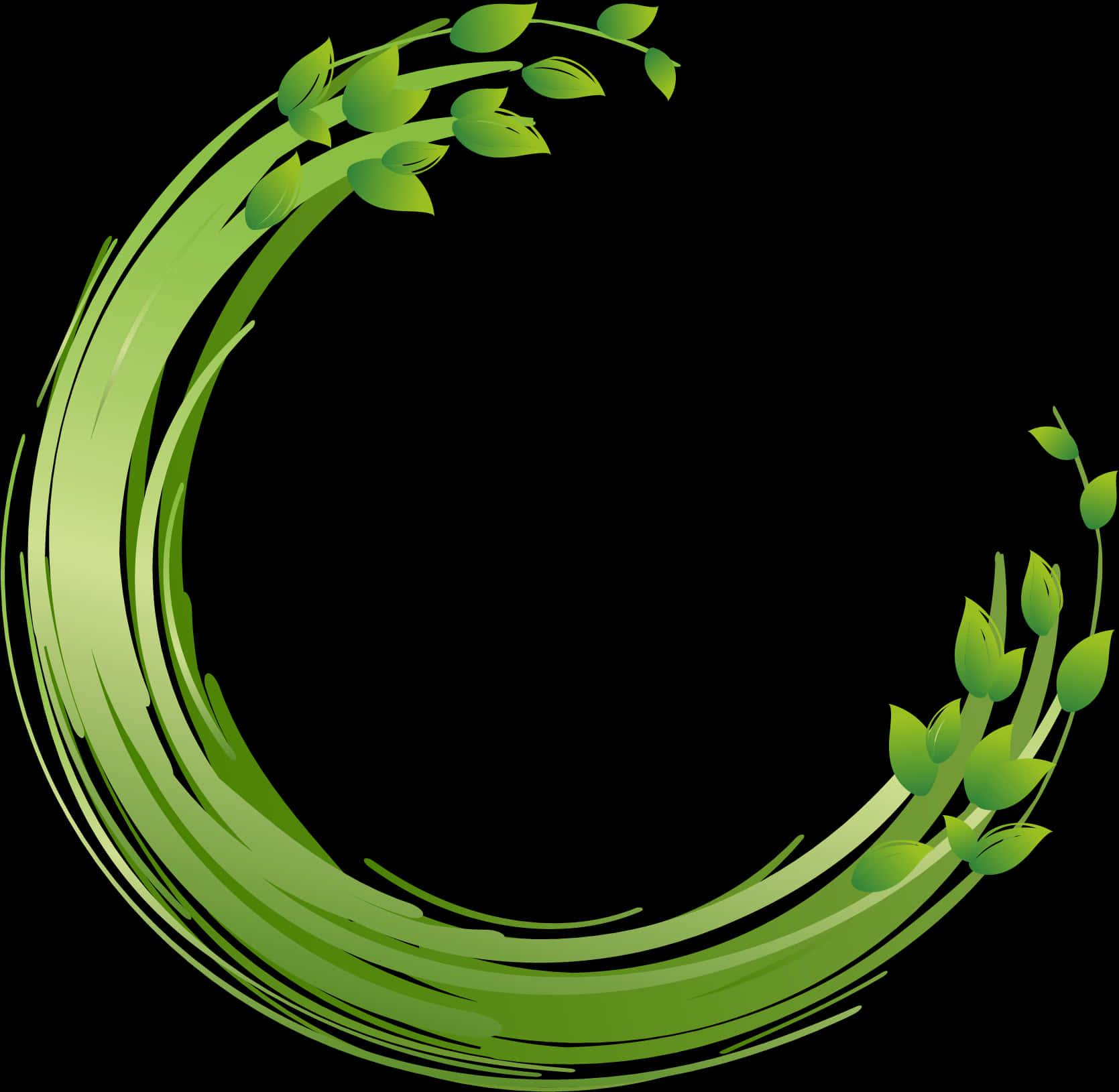 Green Leaf Circle Vector Graphic