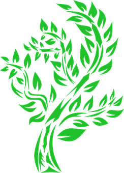 Green Leaf Phoenix Vector Art PNG with transparent background