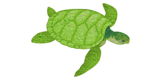 Green Leaf Texture Sea Turtle PNG with transparent background