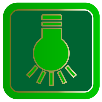 Green Lightbulb Icon PNG with transparent background