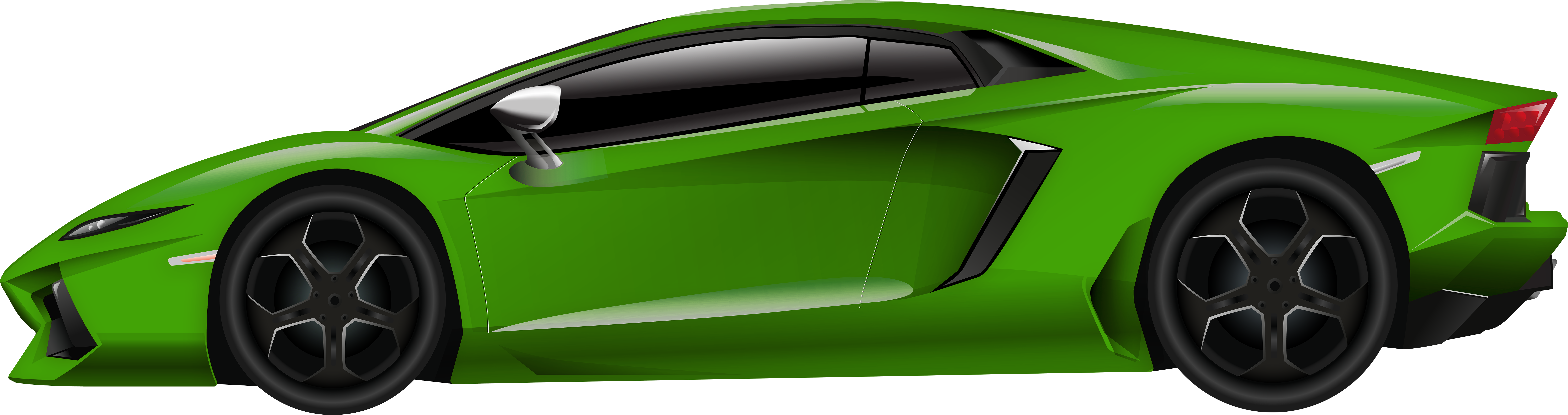 Green Luxury Sports Car Side View