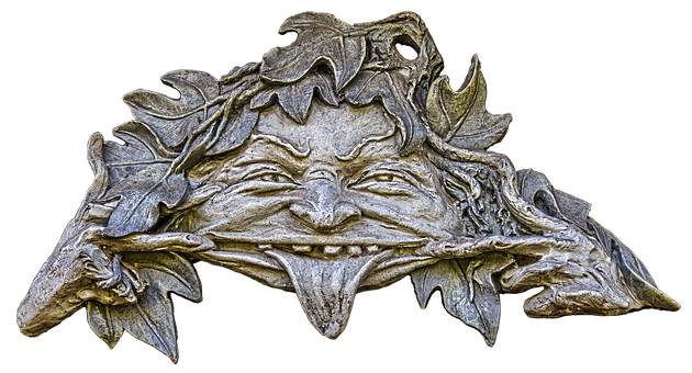 Green Man Leaf Mask Sculpture