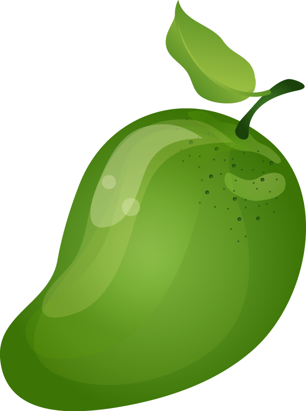 Green Mango Cartoon Illustration PNG with transparent background