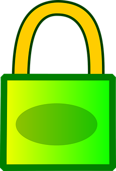 Green Padlock Graphic PNG with transparent background