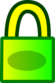 Green Padlock Graphic PNG with transparent background