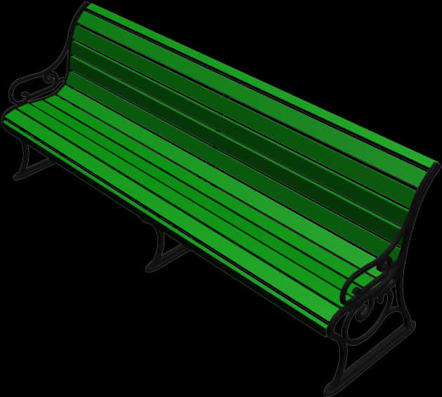 Green Park Bench Vector Illustration