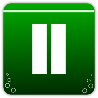 Green Pause Button Icon PNG with transparent background