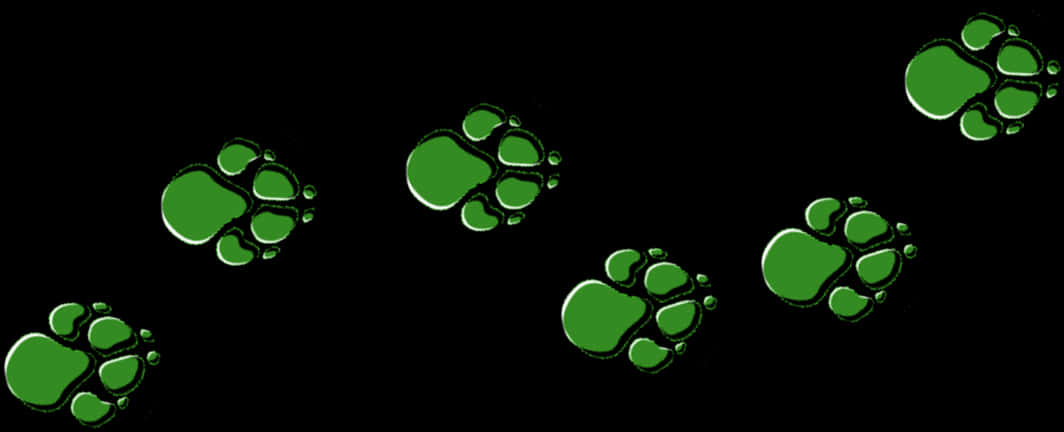 Green Paw Printson Black Background