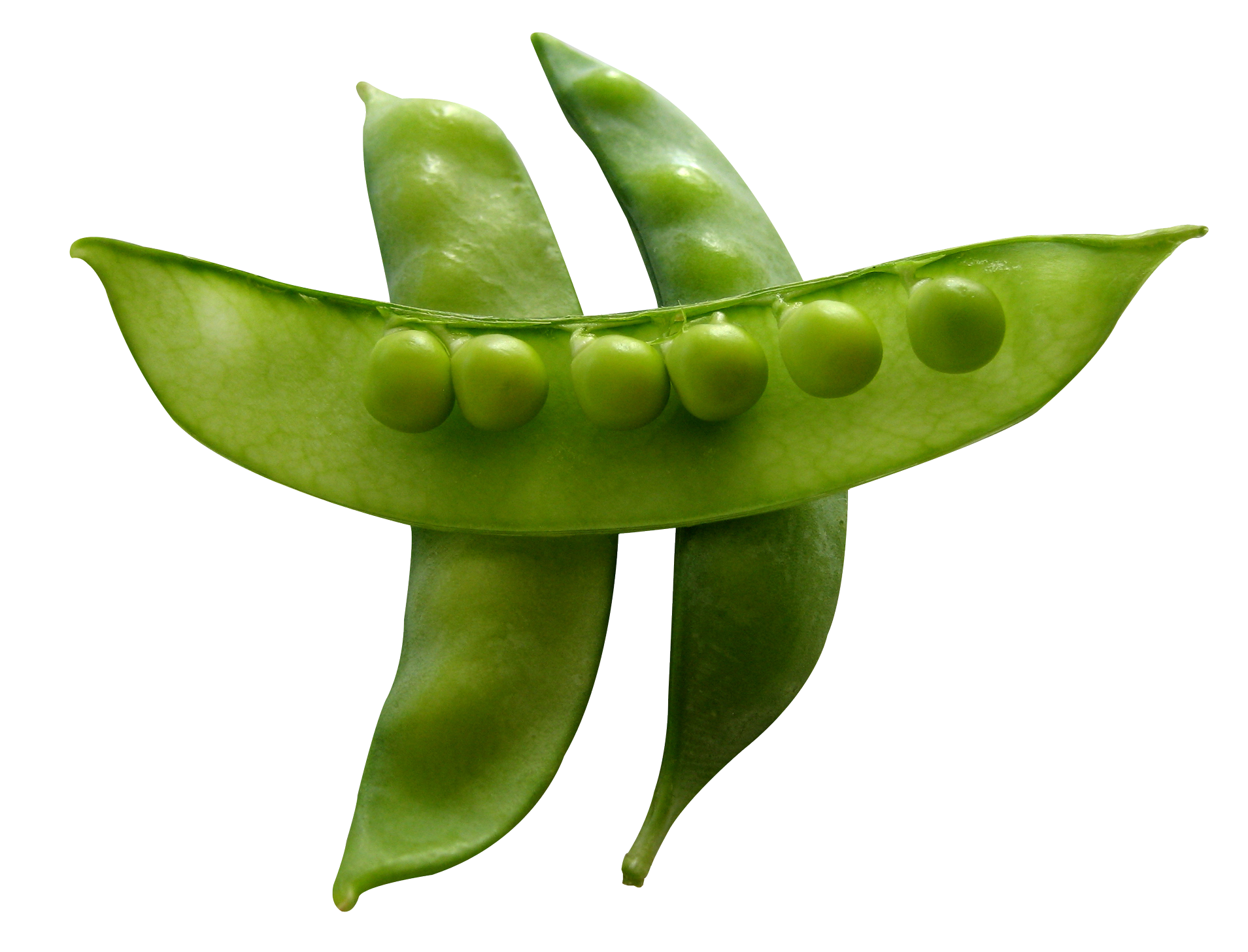 Green Peas Pods Crossed PNG with transparent background