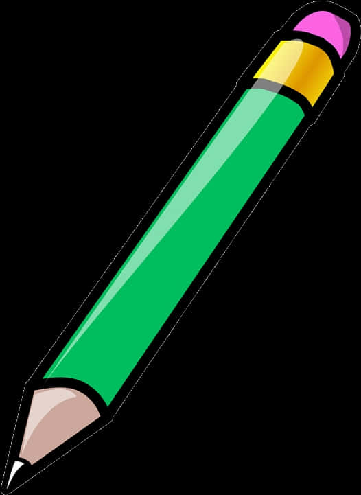 Green Pencil Cartoon Illustration