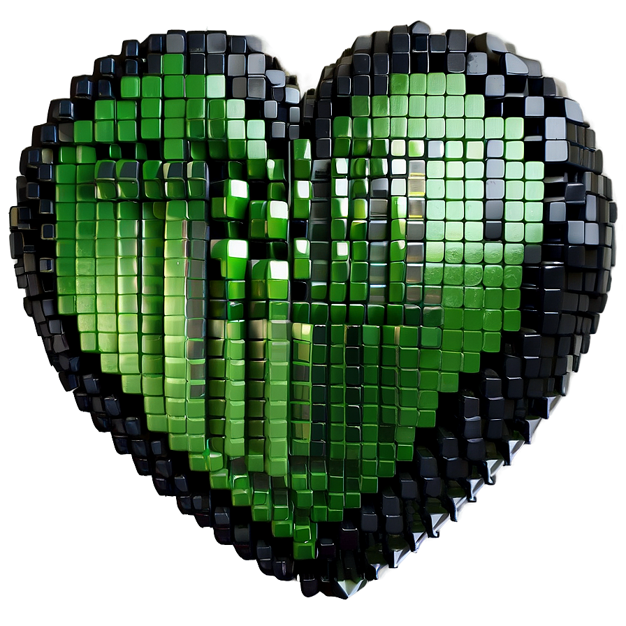 Green Pixel Heart Png Fpb70