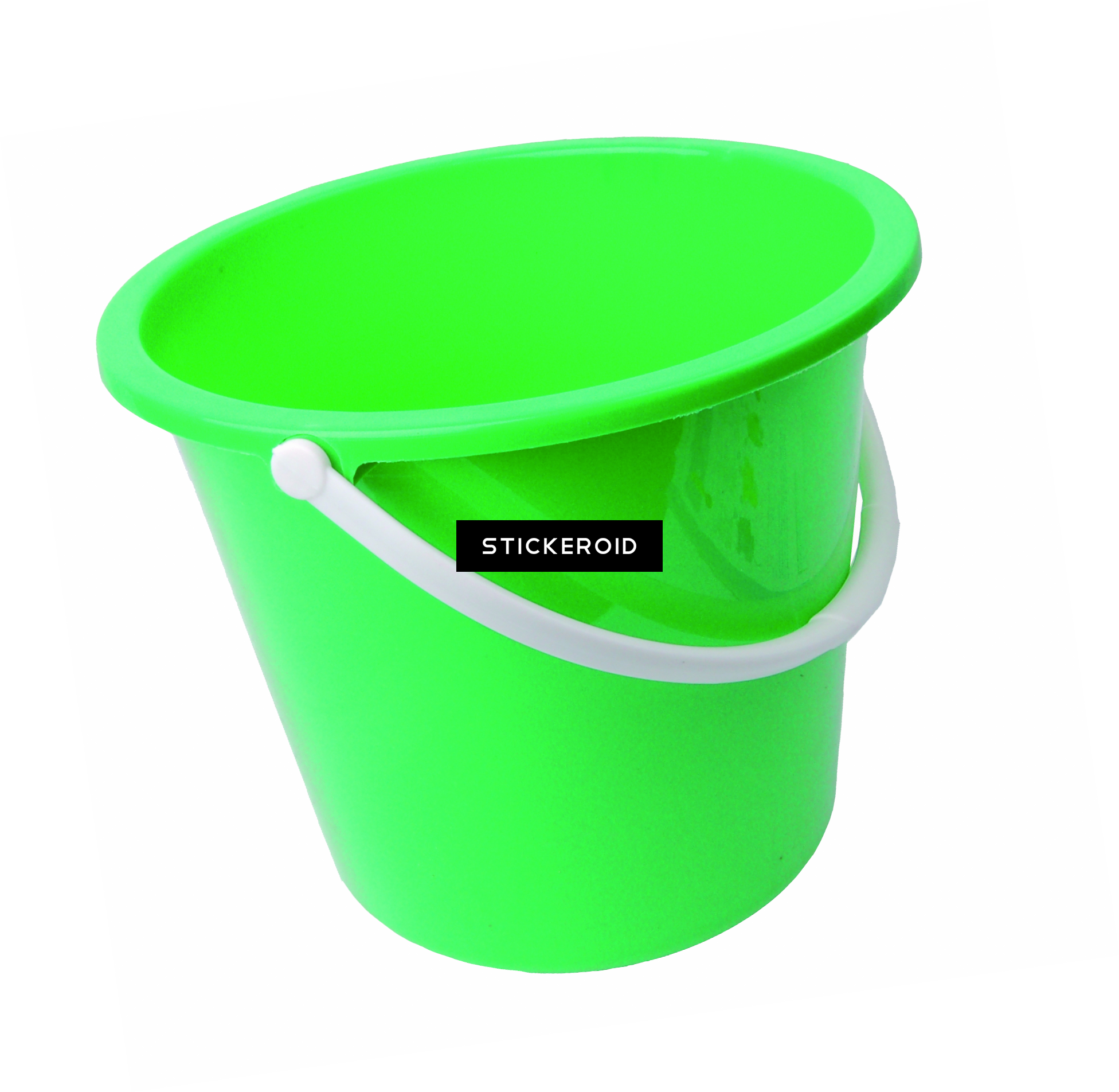 Green Plastic Bucket White Handle