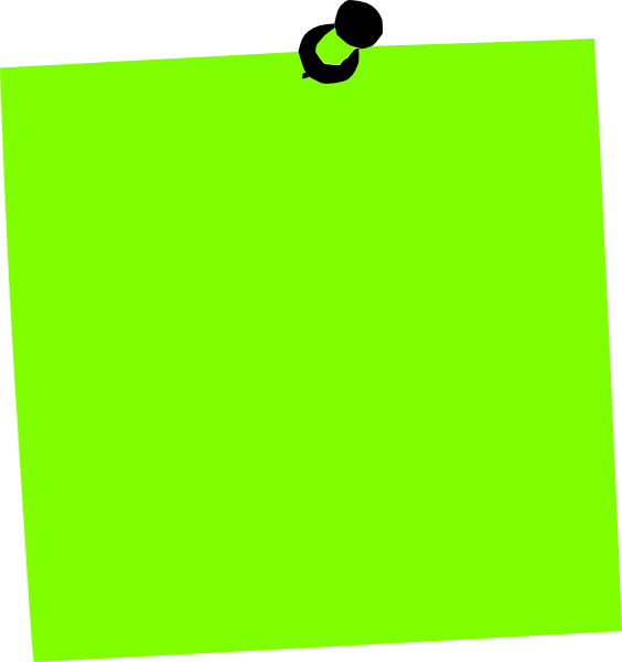 Green Post It Note Pinned PNG with transparent background