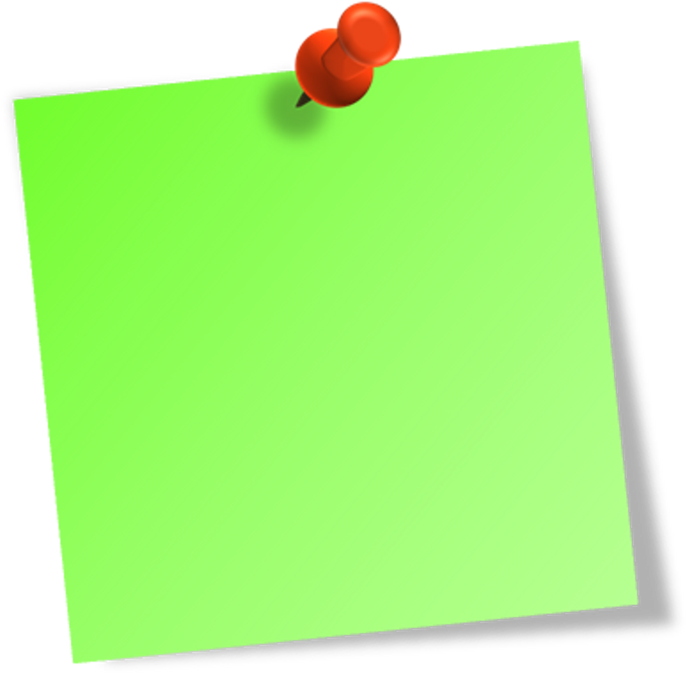 Green Post It Note Pinned PNG with transparent background