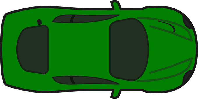 Green Race Car Top View Illustration PNG with transparent background