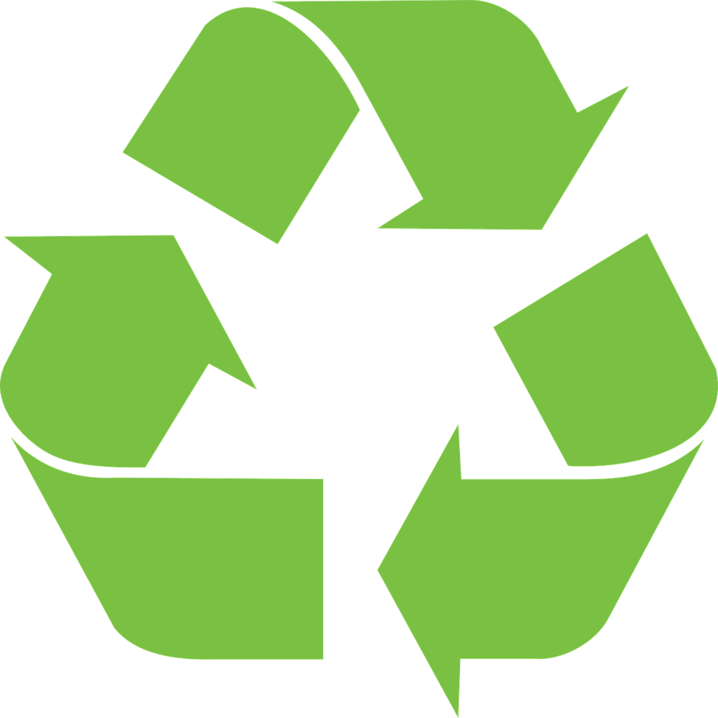 Green Recycling Symbolon Blue Background