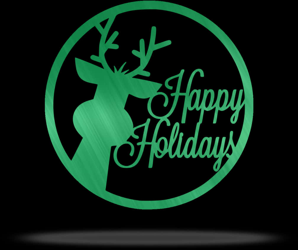 Green Reindeer Happy Holidays Sign PNG with transparent background