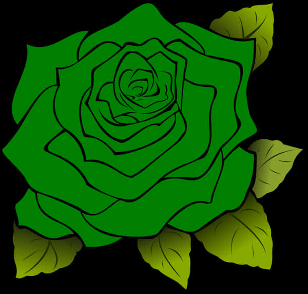 Green Rose Illustration PNG with transparent background