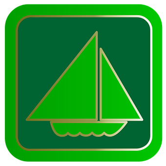 Green Sailboat Icon PNG with transparent background