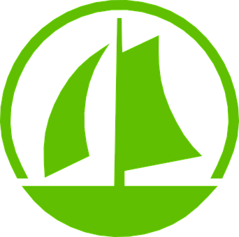 Green Sailboat Logo PNG with transparent background