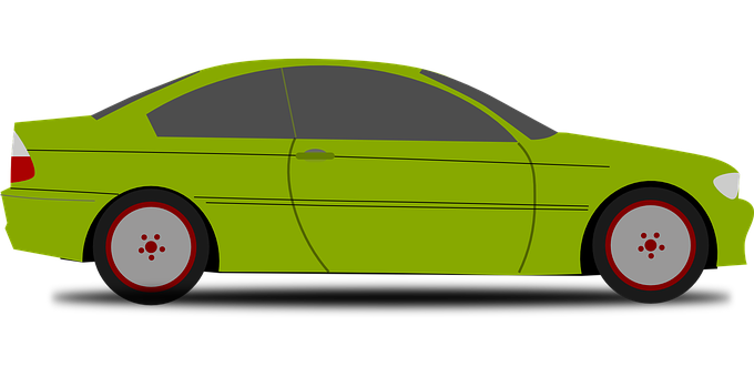 Green Sedan Side Profile PNG with transparent background