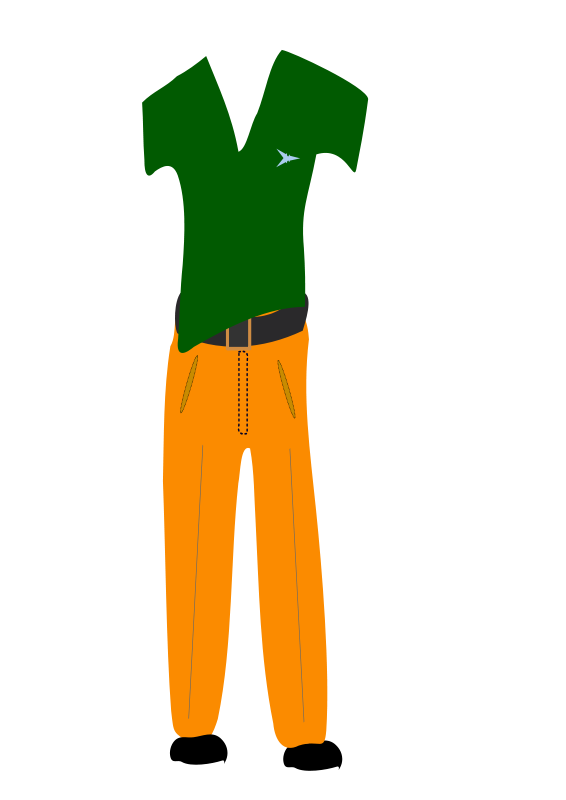 Green Shirt Orange Pants Vector Illustration PNG image with a transparent background, free high-resolution download