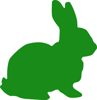 Green Silhouette Bunny PNG with transparent background