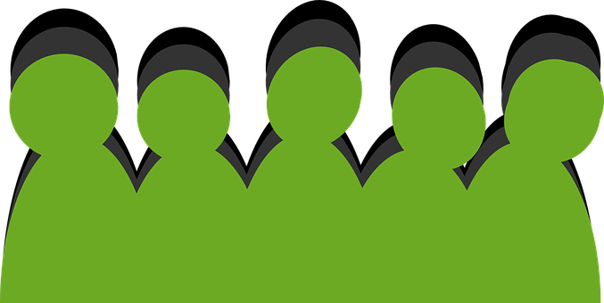 Green Silhouette Group Graphic PNG with transparent background