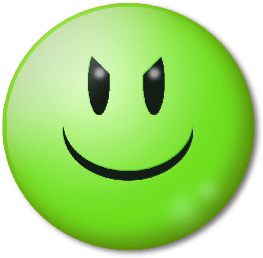Emoticon, Evil, Smile, Bad, Happy, Crazy, Foolish - Love Emoji Warna Hijau, HD Png Download PNG with transparent background