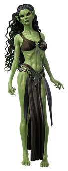 Green_ Sorceress_ Fantasy_ Character PNG with transparent background