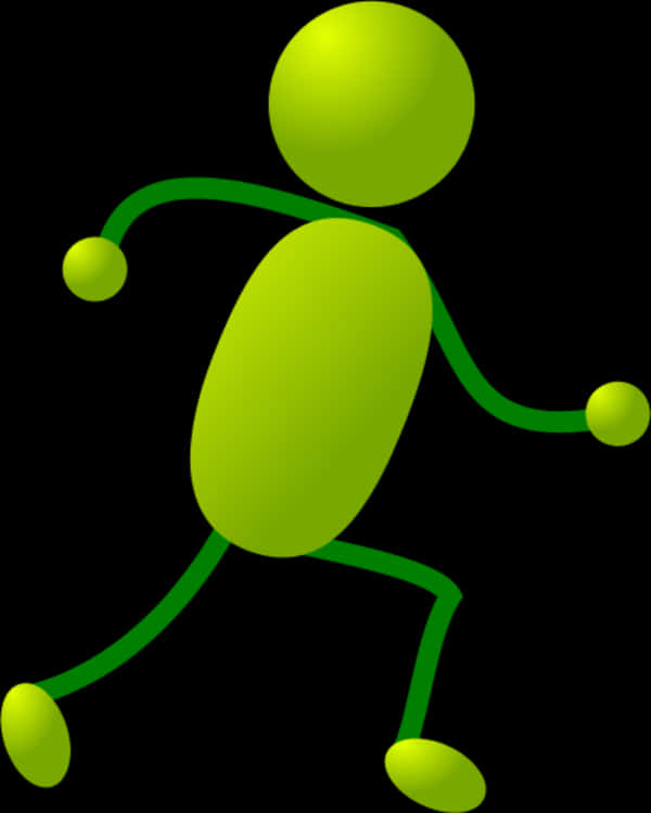 Green Stickman Runningon Black Background