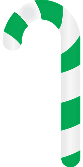 Green Striped Candy Cane PNG with transparent background
