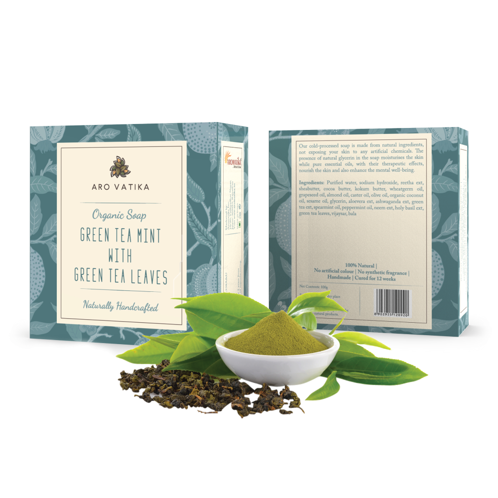 Green Tea Mint Soap Packaging PNG with transparent background