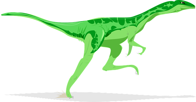 Green Theropod Dinosaur Illustration PNG with transparent background