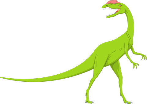 Green Theropod Dinosaur Illustration PNG with transparent background