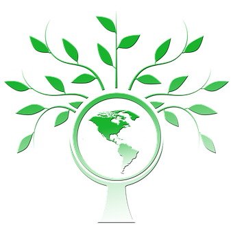 Green Tree World Concept PNG with transparent background