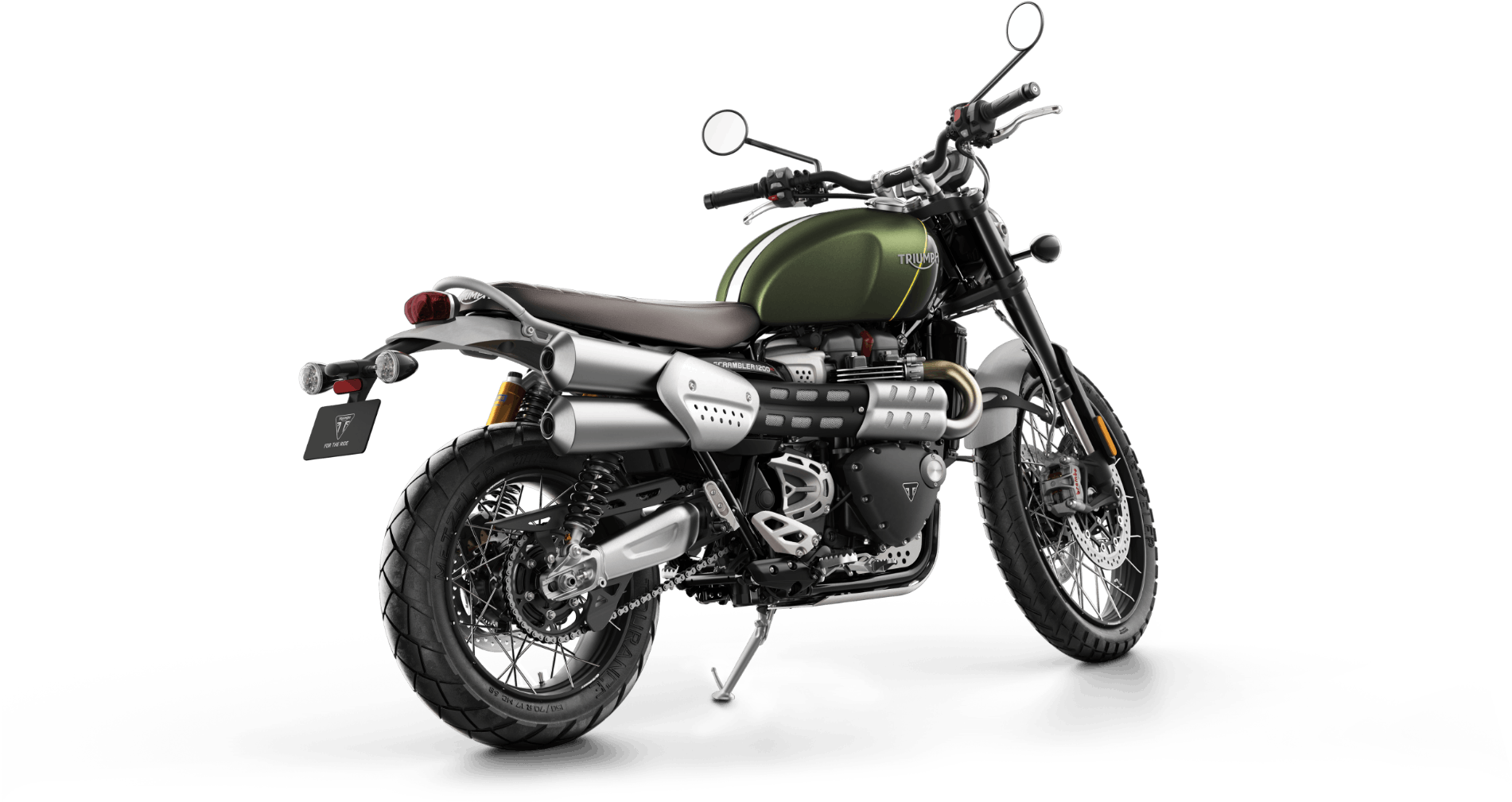 Green Triumph Scrambler Motorcycle