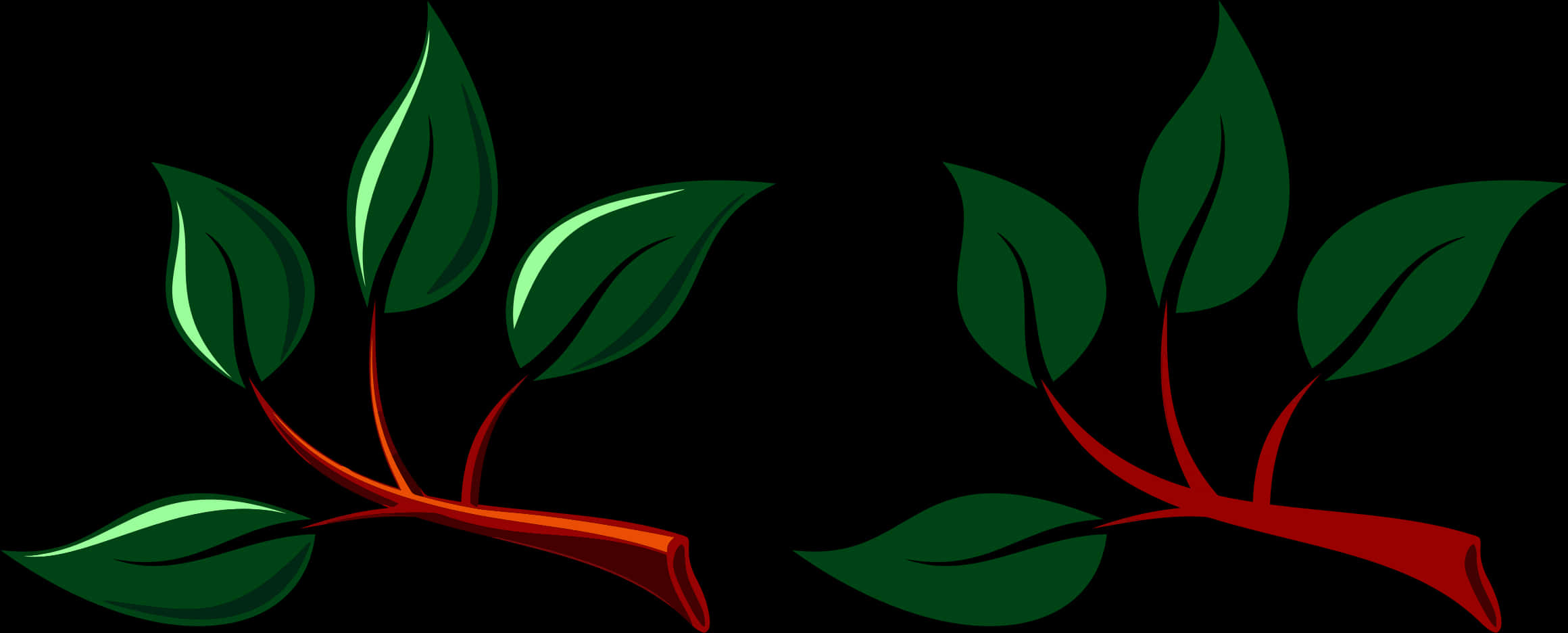 Green Twin Leaves Clipart