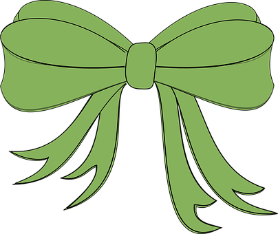 Green Vector Ribbon Bow PNG with transparent background