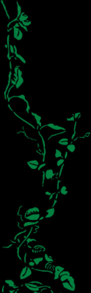 Green Vine Silhouette Vertical PNG image with a transparent background, free high-resolution download