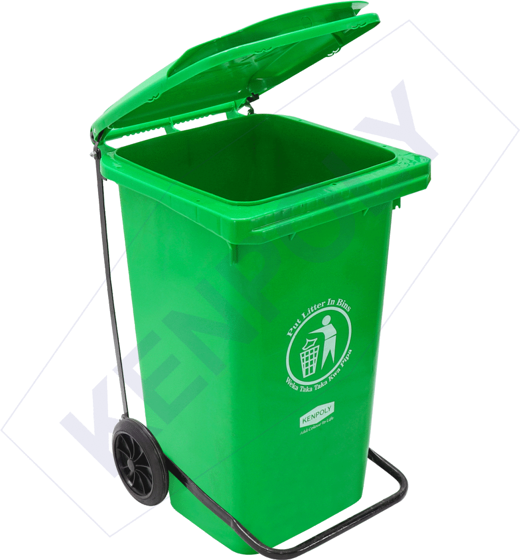 Green Wheeled Trash Bin