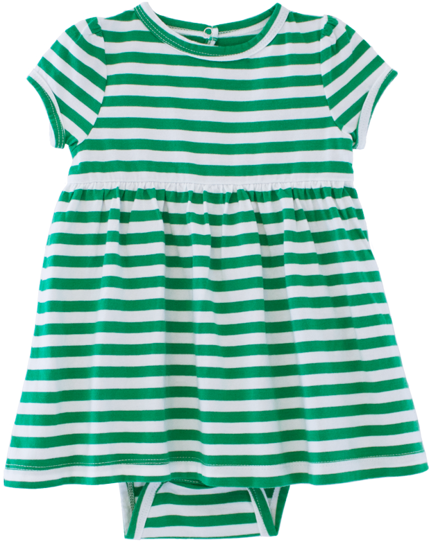 Green White Striped Baby Dress