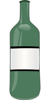 Green Wine Bottle Vector Illustration PNG with transparent background