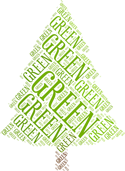 Green Word Tree Word Cloud PNG with transparent background