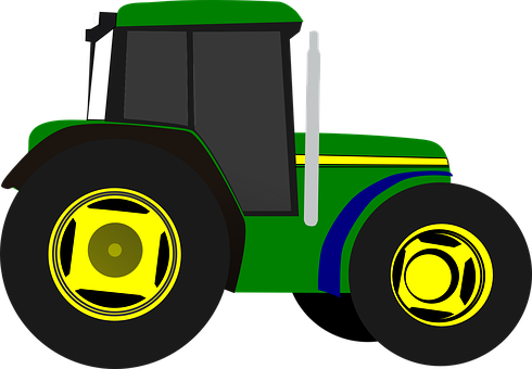 Green Yellow Modern Tractor Illustration PNG with transparent background