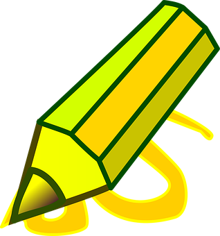 Green Yellow Pencil Drawing Illustration PNG with transparent background