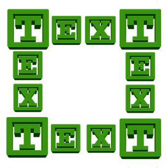 Green3 D Text Blocks PNG image with a transparent background, free high-resolution download