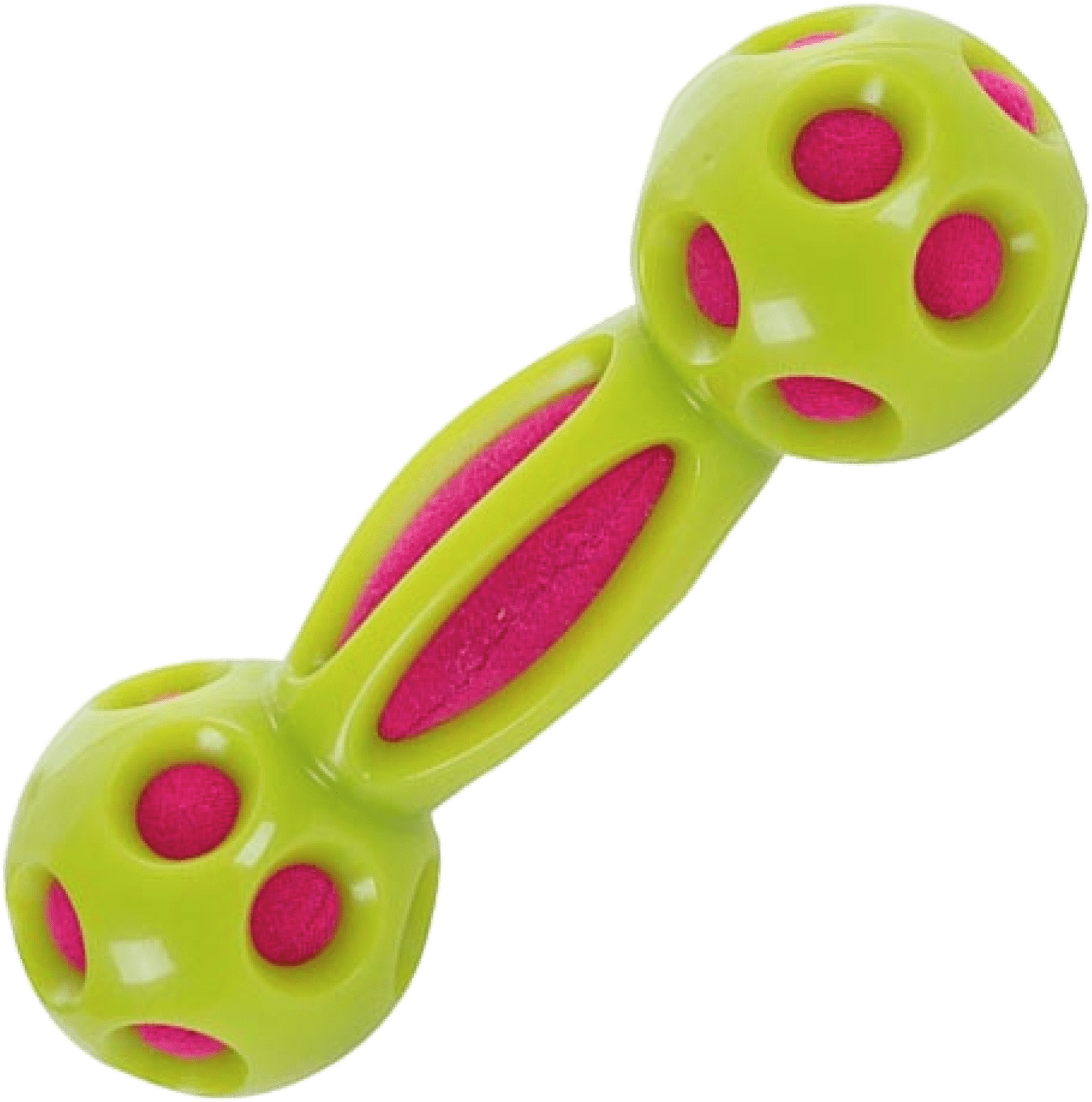 Greenand Pink Dog Toy Dumbbell