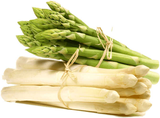 Greenand White Asparagus Bunches